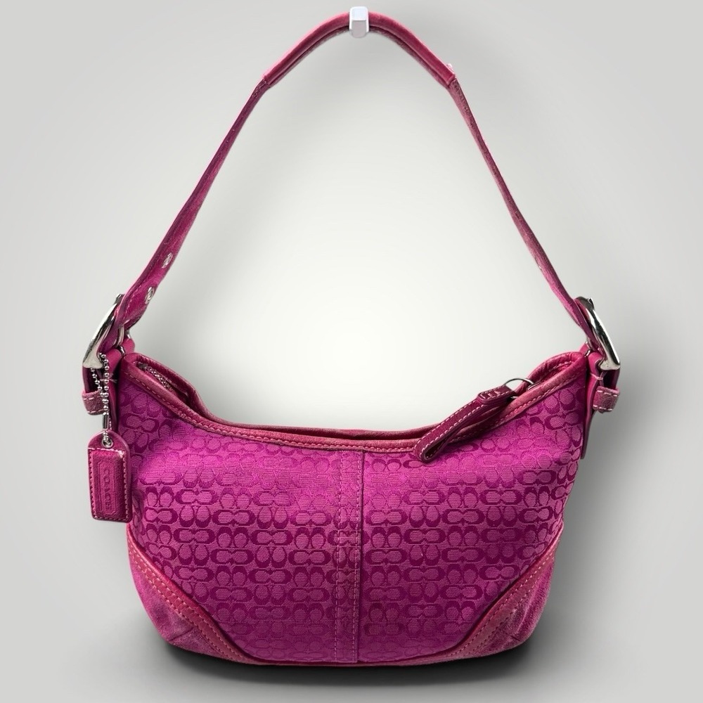 Vtg Coach Soho Mini Hobo Bag 6351 Fuchsia Hot Pink Y2K Suede Signature Archive